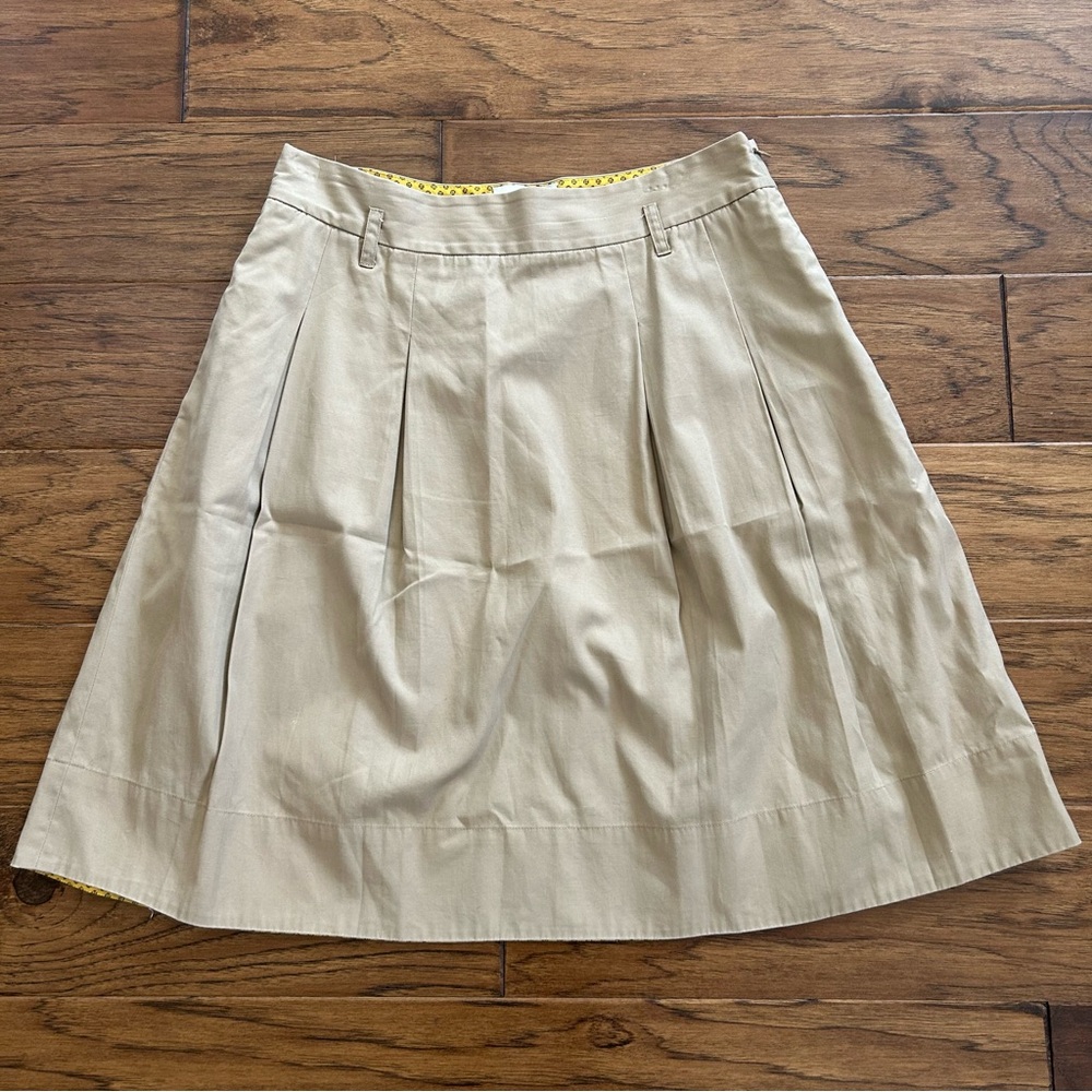 Odille Anthropologie Skirt Khaki Tan Pleats Pockets Academia Preppy 10